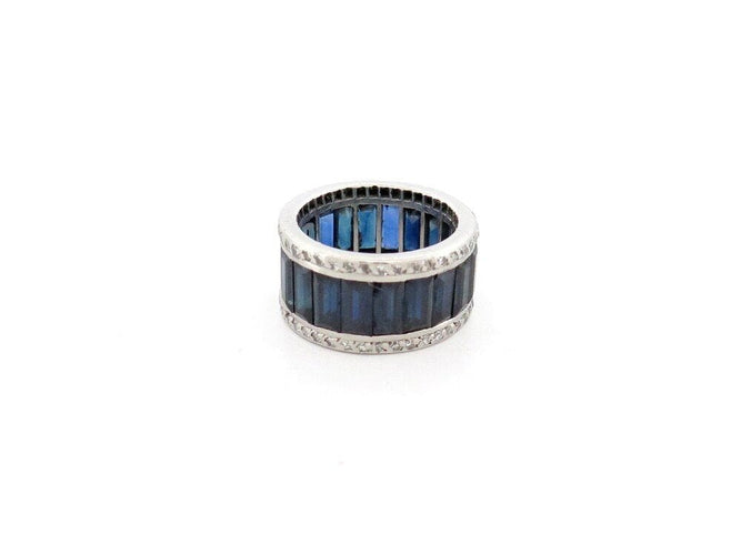 Bague 51 bague bandeau 20 saphirs 13ct baguette en or blanc 100 diamants 58 Facettes 262243