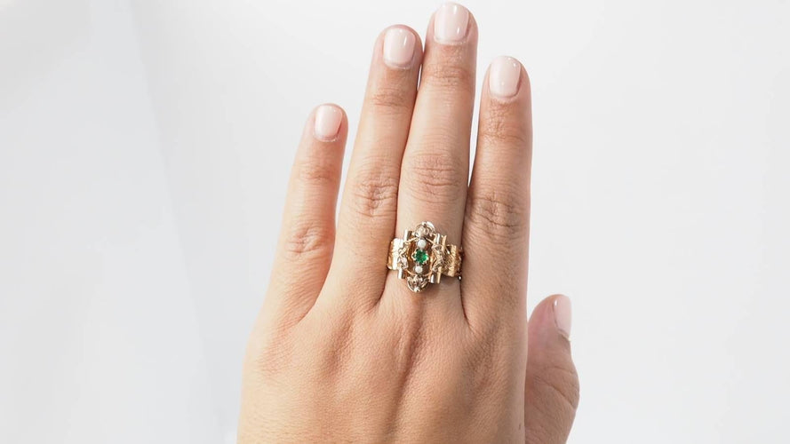 Bague 63 Bague large Fin XIxème en or rose 58 Facettes 32644