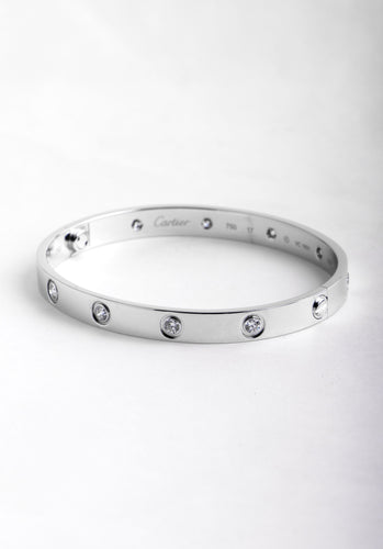 Bracelet CARTIER - Bracelet Love Or Blanc 10 diamants 58 Facettes 65342-61852