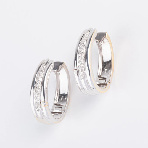 Boucles d'oreilles Créoles en diamants sur or gris 58 Facettes 0