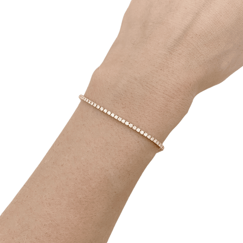 Bracelet ligne tennis or rose, diamants. 58 Facettes 34344