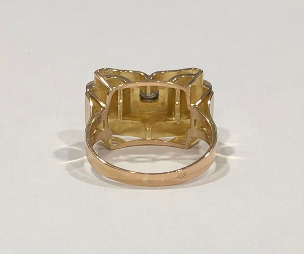 Bague 62 Bague Tank or jaune et diamant 58 Facettes