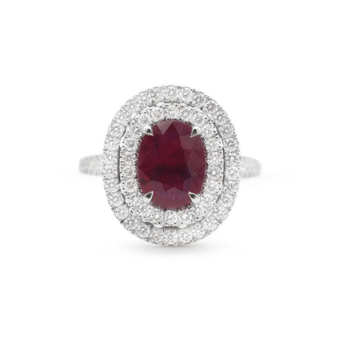 Bague Bague en or blanc avec rubis et diamants ct 58 Facettes
