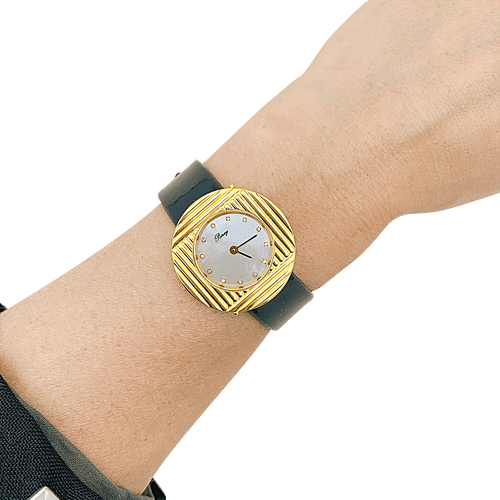 Montre Montre Poiray "Ma Seconde" acier, or, cuir, nacre, diamants. 58 Facettes 34313