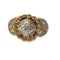 Bague 54 Bague au design rétro des années 1940-1945 en or 18 kt et platine avec diamants 58 Facettes CH38