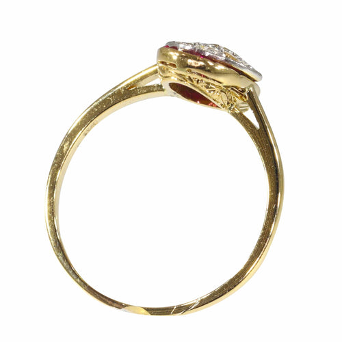 Bague 58 Bague de fiançailles Art déco vintage en diamant et rubis 58 Facettes 22237-0168