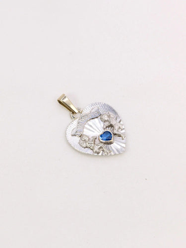 Pendentif Pendentif coeur "il bat pour toi" or blanc saphir 58 Facettes J469