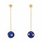 Boucles d'oreilles Pendants d'oreilles anciens étoiles or diamants taillés en rose et ses boules de lapis-lazuli étoilées 58 Facettes 23-341