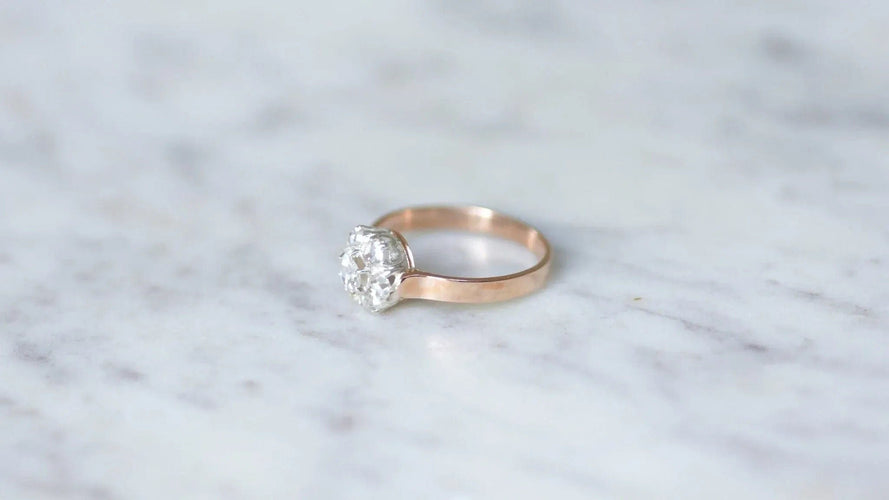 Bague Bague marguerite diamants sur or rose 58 Facettes