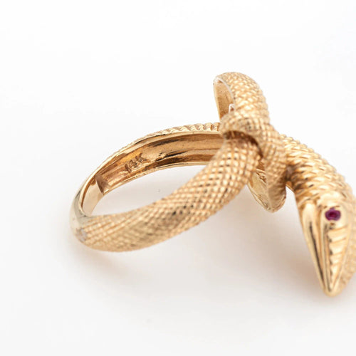 Bague 54 Bague Serpent Vintage Or Jaune Grand Serpent Enroulé 58 Facettes G13428