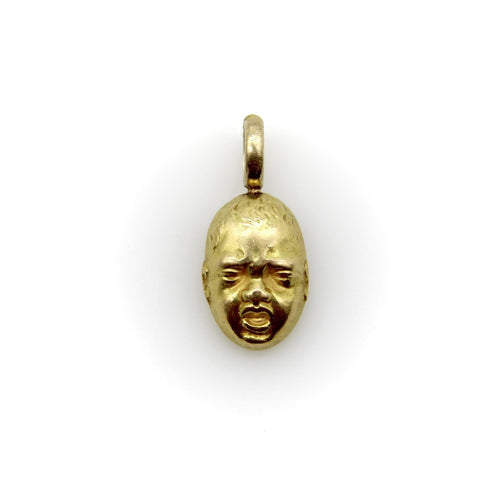Pendentif Pendentif/breloque vintage en or jaune représentant un visage de bébé qui pleure 58 Facettes A2002M