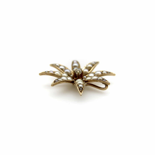 Pendentif Pendentif fleur édouardien en or 14 carats, diamants et perles 58 Facettes A20011