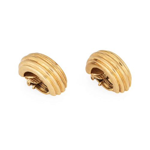 Boucles d'oreilles Boucles d'oreilles créoles vintage Tiffany & Co côtelées 19 mm en or jaune 14 carats, bijoux signés 58 Facettes G13965