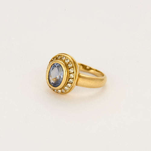 Bague 51 Bague jonc or jaune, saphir et diamants 58 Facettes PAL32302