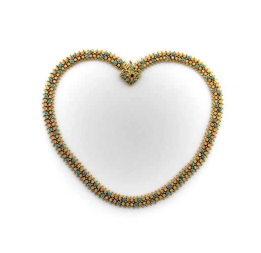 Collier Collier portugais en or 19,2 carats et turquoise de style néo-étrusque 58 Facettes