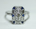 Bague 53.5 Bague Rectangle Art Déco Diamants et Saphirs 58 Facettes A11588