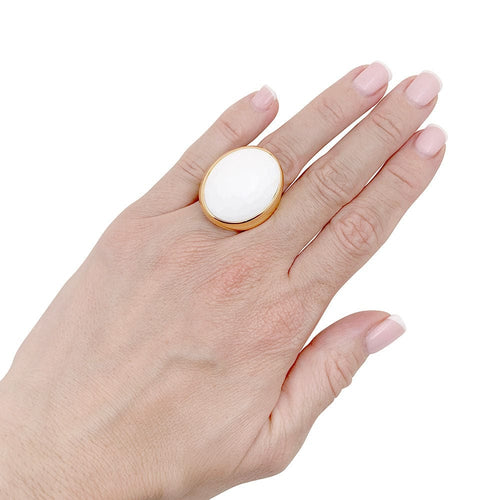 Bague 52 Bague Pomellato "Victoria" or jaune, cacholong. 58 Facettes 33869