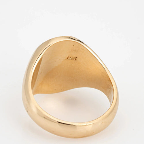 Bague chevalière avec blason familial en or jaune massif 58 Facettes G13534