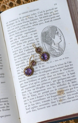 Boucles d'oreilles Boucles d'Oreilles Améthystes et Perles Or Rose 58 Facettes