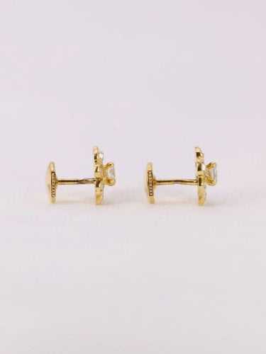 Boucles d'oreilles Boucles d'oreilles fleur or jaune diamants 58 Facettes J539