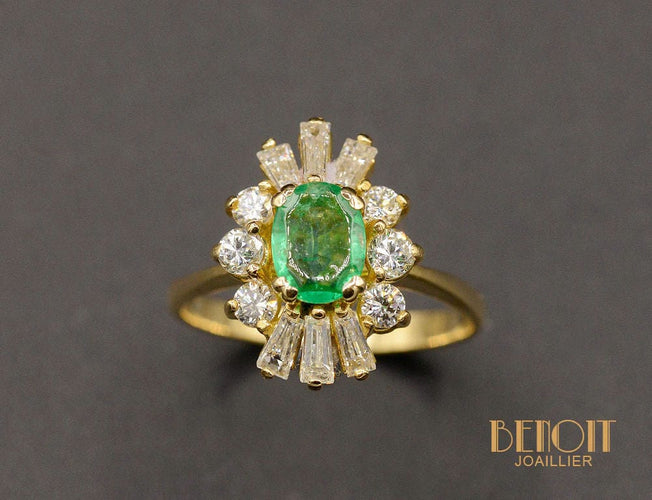 Bague Bague Marquise émeraude diamants 58 Facettes A10539