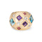 Bague Bague mosaïque en pierres précieuses vintage, dôme, taille 8, or jaune 14 carats, bijoux fins 58 Facettes G13906