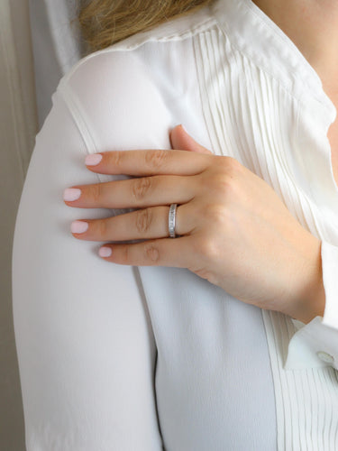 Bague 54 Alliance diamants baguette or blanc 58 Facettes 1163.13