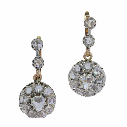 Boucles d'oreilles Boucles d'oreilles victoriennes avec diamants taille rose délicats 58 Facettes 24121-0298