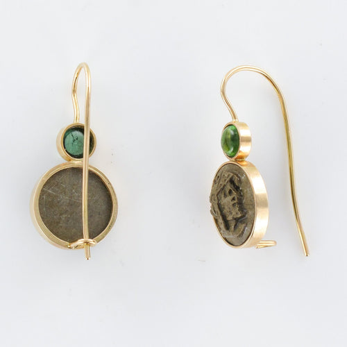 Boucles d'oreilles Boucles d'oreilles tourmalines et camées sur pierre de lave 58 Facettes 17-235