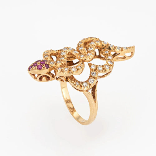 Bague Bague serpent vintage en or jaune 58 Facettes G13546