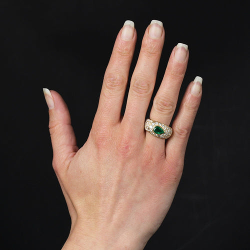 Bague 52 Bague jonc diamants et émeraude taillée en poire 58 Facettes 24-135