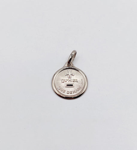 Pendentif AUGIS - Pendentif médaille d'amour or blanc  "+ qu'hier - que demain" - L'Originale Mini 58 Facettes G4350X0000