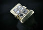 Bague 56.5 Bague modèle Tank d'époque 1940/50 or bicolore diamants 58 Facettes