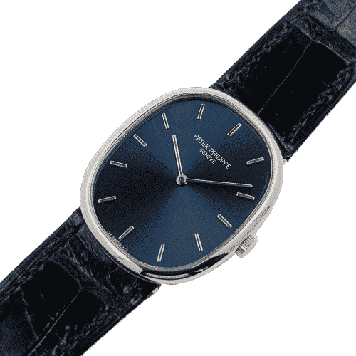 Montre Patek Philippe Golden Ellipse 3848 RARE White 18k Gold Circa 1990 Caliber 215 58 Facettes
