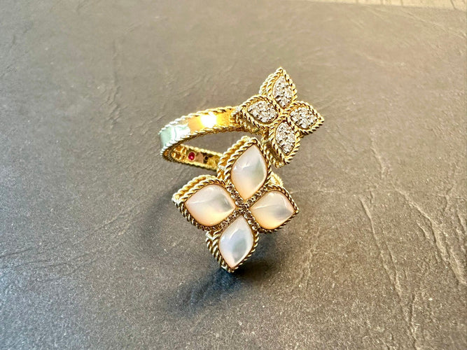 Bague 54.5 Roberto Coin - Bague Venetian Princess nacre diamants 58 Facettes