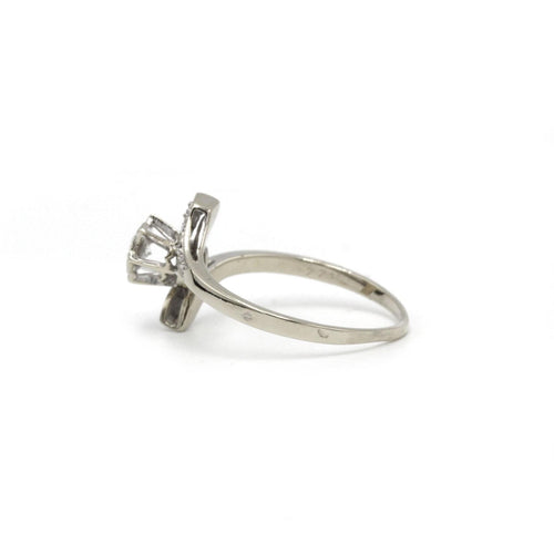 Bague 59 Solitaire accompagné - Or blanc & Diamants 58 Facettes 250061SP