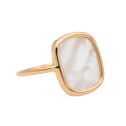 Bague 55 Ginette NY Bague White MOP antique ring Or rose Nacre 58 Facettes 3089114CN
