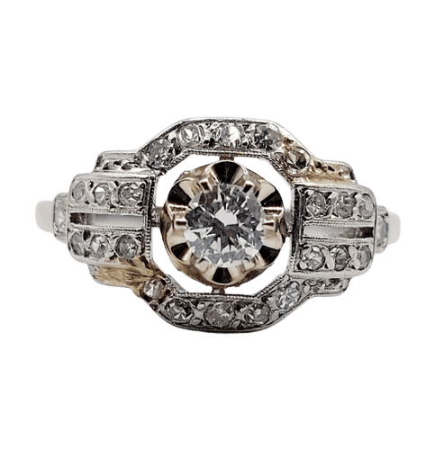 Bague 55 Bague tank Art déco en platine et diamant 0,25 carat (circa 1920) 58 Facettes A06508