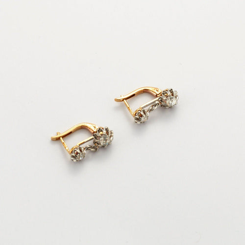 Boucles d'oreilles Dormeuses diamants or gris et jaune 58 Facettes