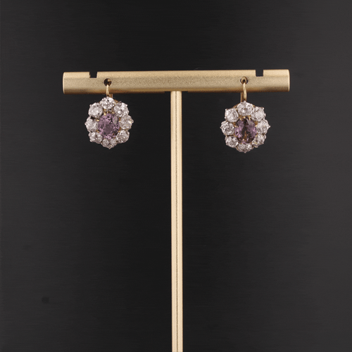 Boucles d'oreilles Boucles d'oreilles anciennes marguerites saphirs roses et diamants 58 Facettes 24-287