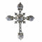 Pendentif Croix d'argent rococo des années 1750 58 Facettes 24121-0345