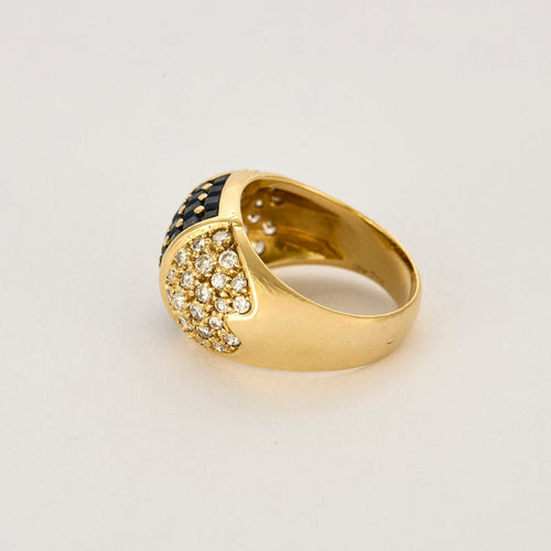 Bague 54 Bague boule or jaune, saphir et diamants 58 Facettes RAM28445