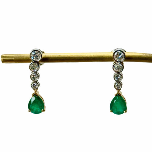 Boucles d'oreilles Boucles d'oreilles aux émeraudes gouttes 58 Facettes REF24017-181