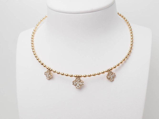 Collier Collier boules rigide et trèfles en or rose et diamants 58 Facettes 33100
