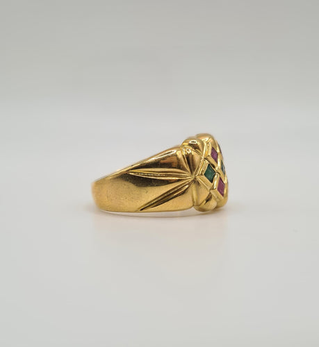 Bague 59 Bague or jaune rubis émeraudes 58 Facettes
