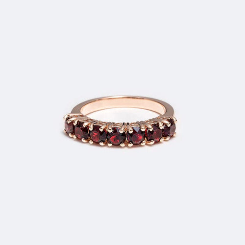 Bague 16 / Oro Rosa Anello “Rivierè” con granati 58 Facettes ANL642