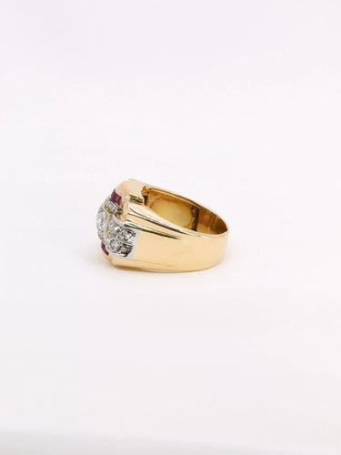 Bague 56 Bague tank diamants rubis calibrés 58 Facettes 1039.6