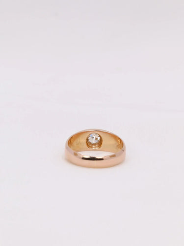 Bague 53.5 Bague jonc en or rose et diamant taille ancienne 0.5ct 58 Facettes J192