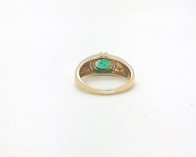 Bague ANELLO ORO GIALLO CON SMERALDO E DIAMANTI 58 Facettes