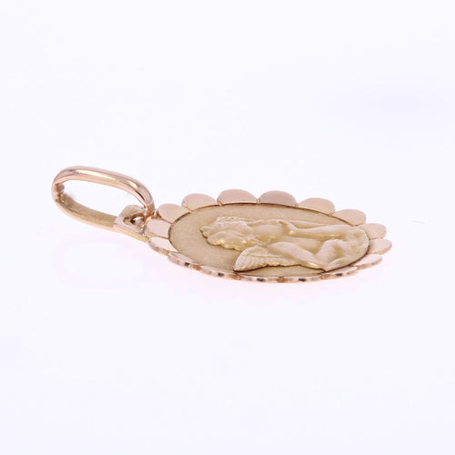 Pendentif Médaille ancienne angelot or rose 58 Facettes CVP188